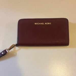 Michael Kors Maroon Wallet with Gold Logo